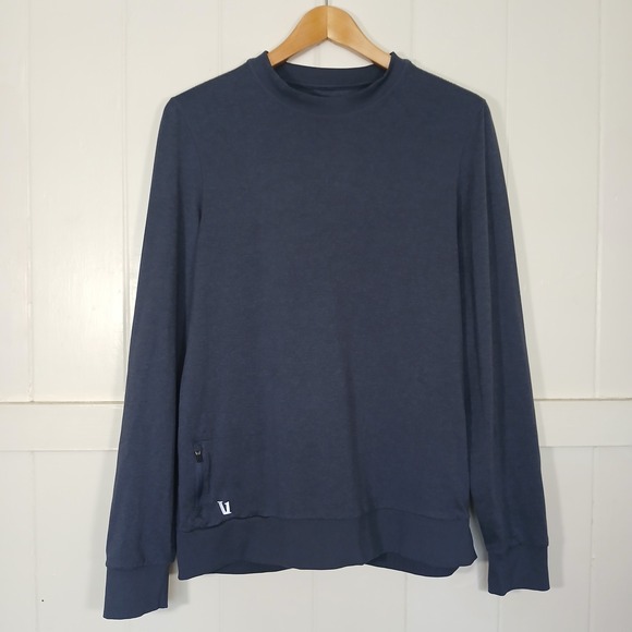 Vuori Other - Vuori Ponto Performance Crewneck Men M Navy Blue Zipper Pocket V224‎ Sweatshirt